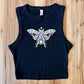 Witchy Luna Moth Ladies Black Crop Tank Top
