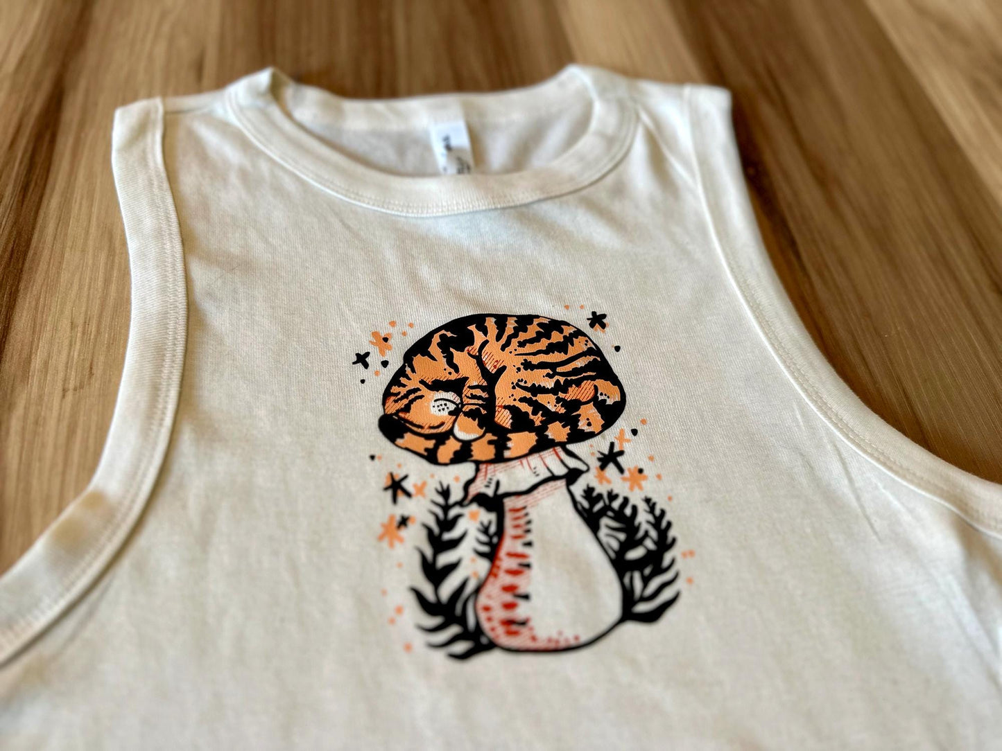 Meowshroom Cat and Mushroom Ladies Crop Top Tank