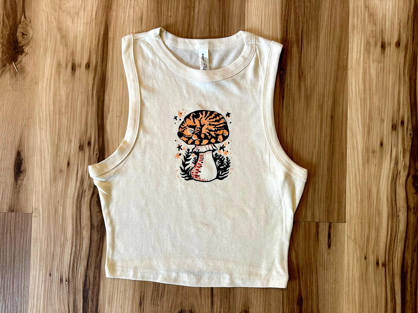 Meowshroom Cat and Mushroom Ladies Crop Top Tank