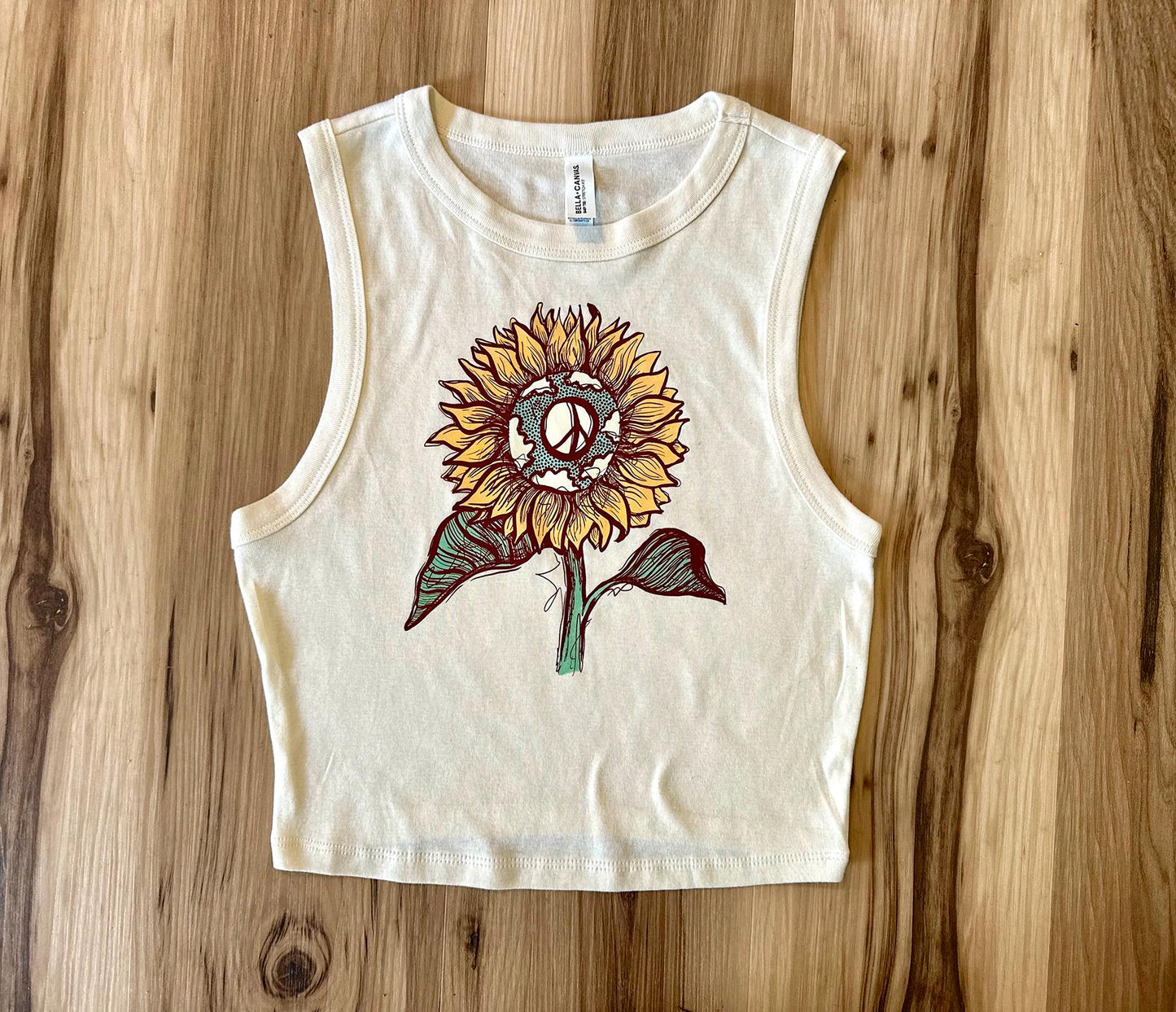 Peaceful Sunflower Ladies Crop Top Tank
