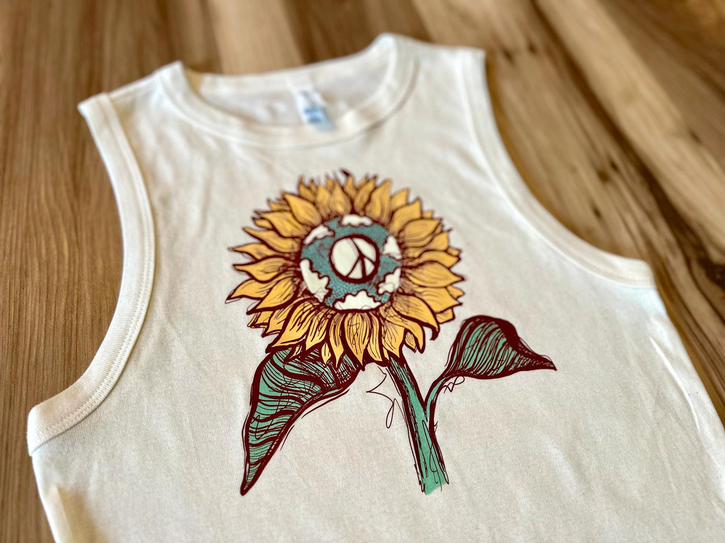 Peaceful Sunflower Ladies Crop Top Tank