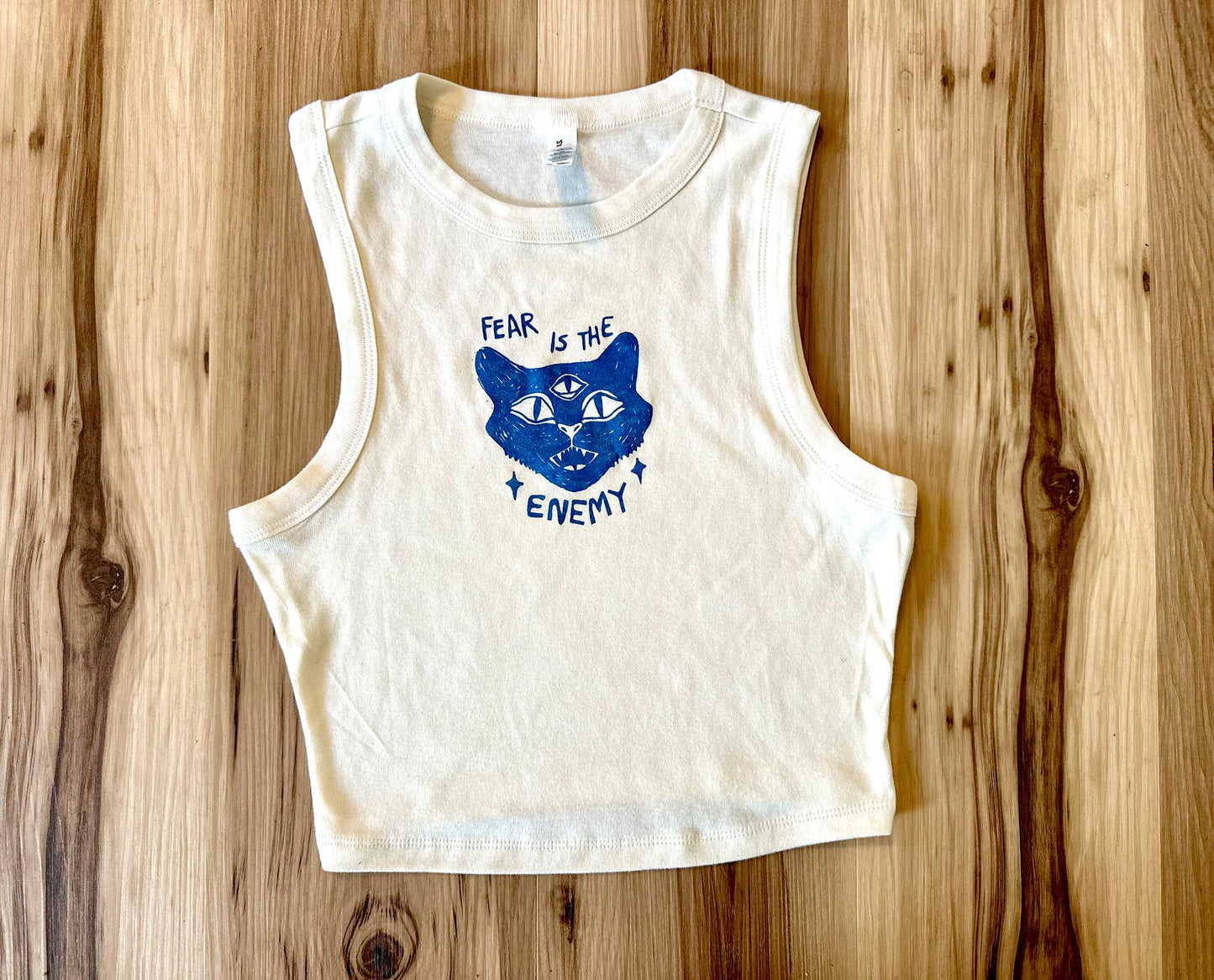 Fear Is The Enemy Empowering Ladies Crop Top Tank with Cats