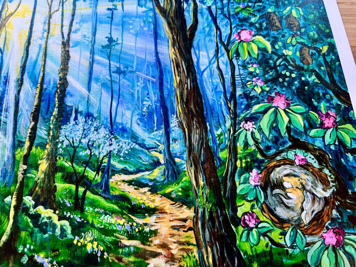 Sunlight Trail- landscape and animal Painting Art Print