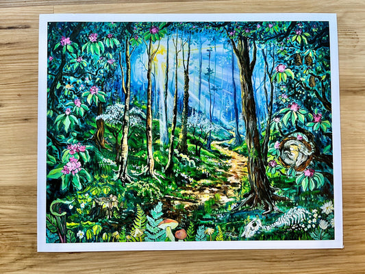 Sunlight Trail- landscape and animal Painting Art Print
