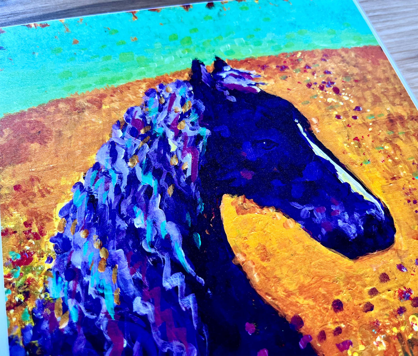 Tranquility Blooming - Horse and Flower Modern Painting - Art Print