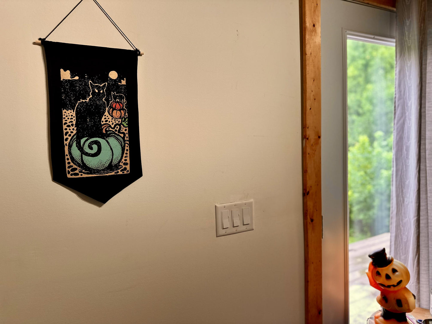 Black Cat Halloween Canvas Banner