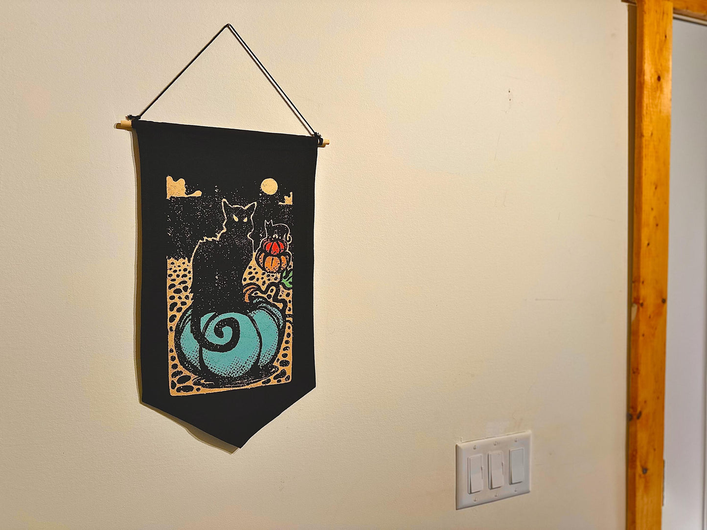 Black Cat Halloween Canvas Banner