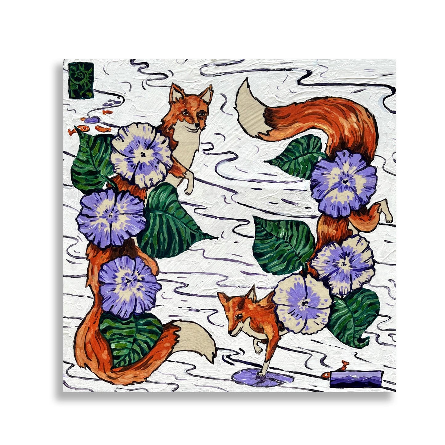 Fox and Flowers - Original Acrylic Painting