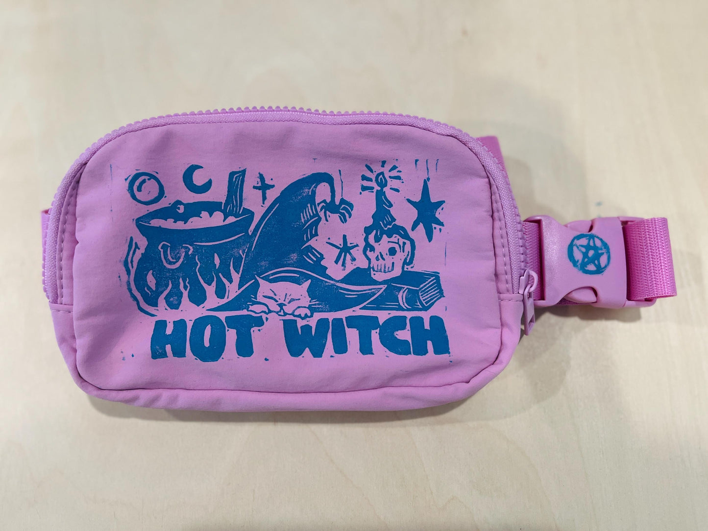 Hot Witch - Linocut Printed cross Body Zip bag