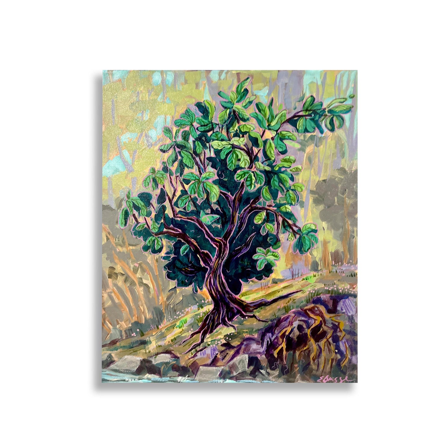 Portrait of a Rhododendron Tree - Forest Painting - En Plein Air - Acrylic on Canvas