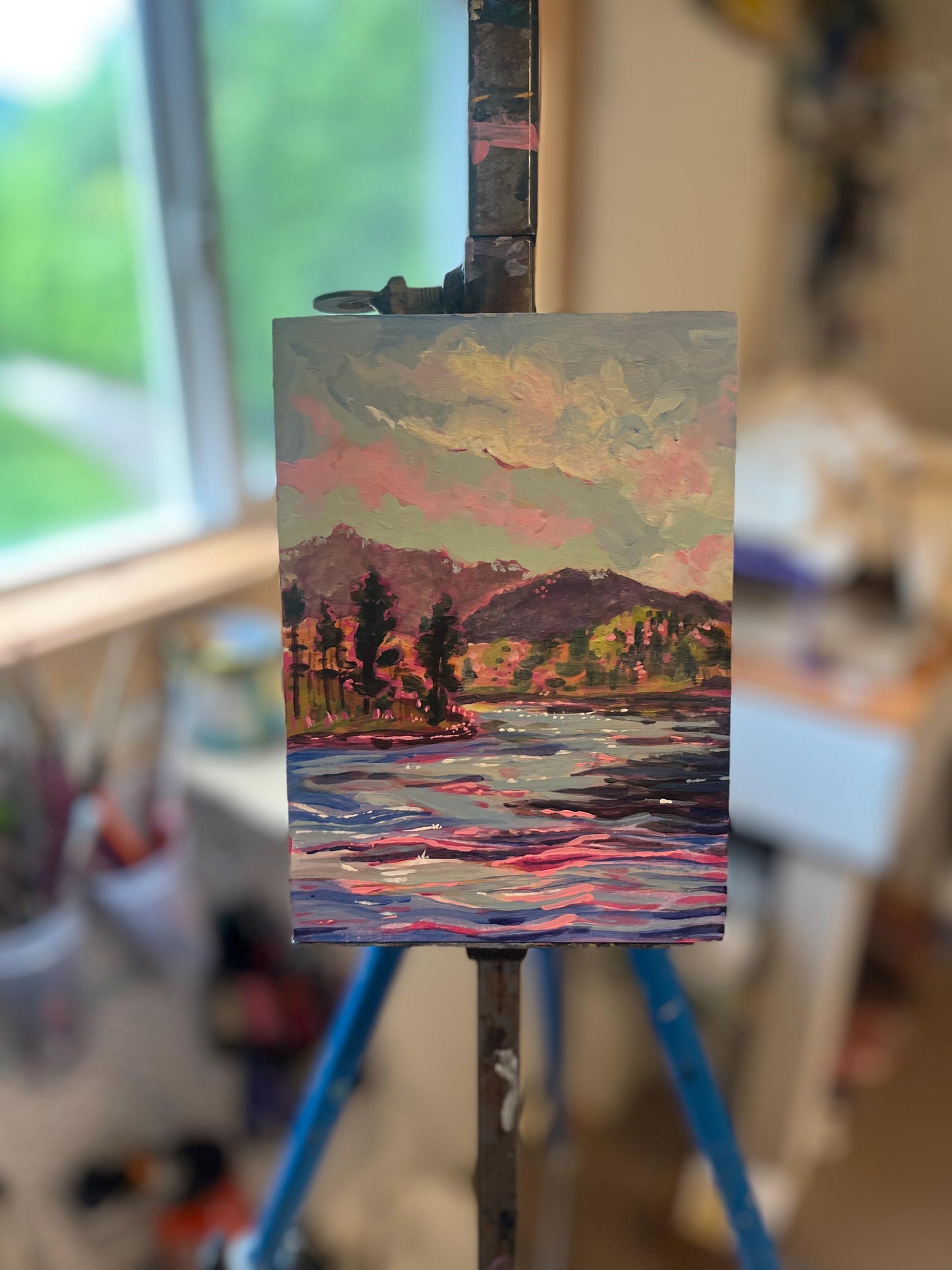 Reflections of Hope - Colorful Modern Landscape Painting - Acrylic on Board