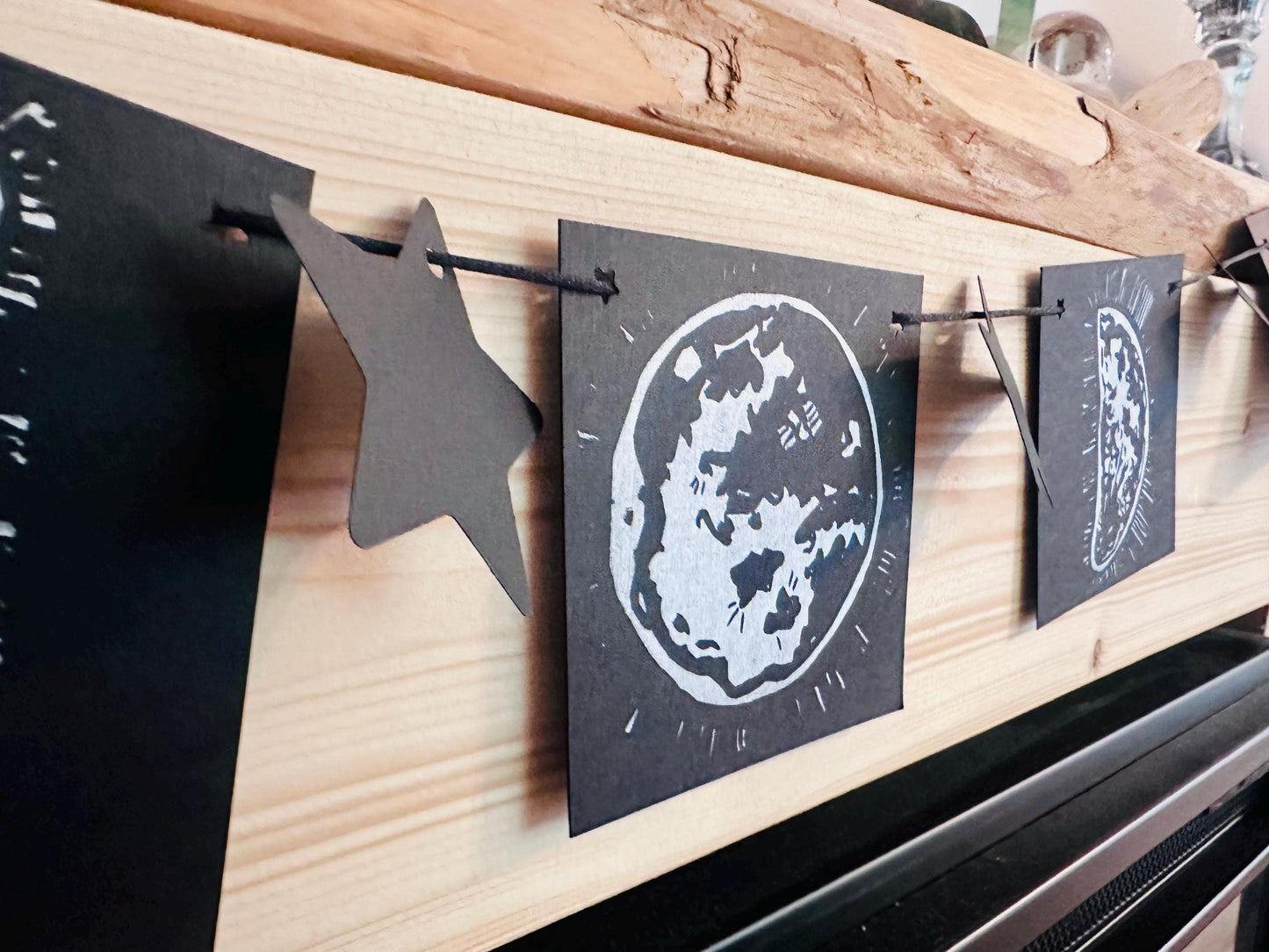 Linocut Moon Banner