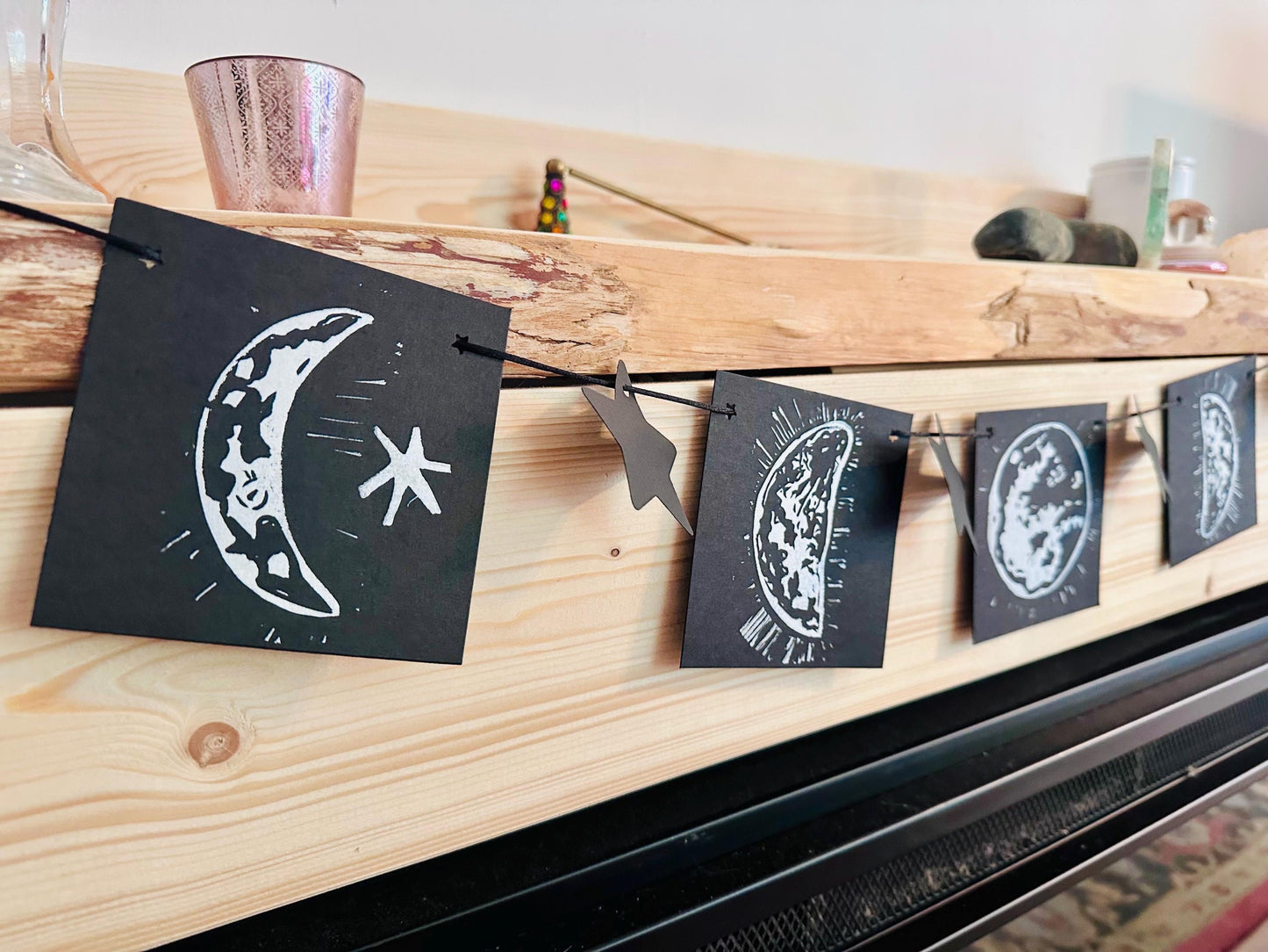 Linocut Moon Banner