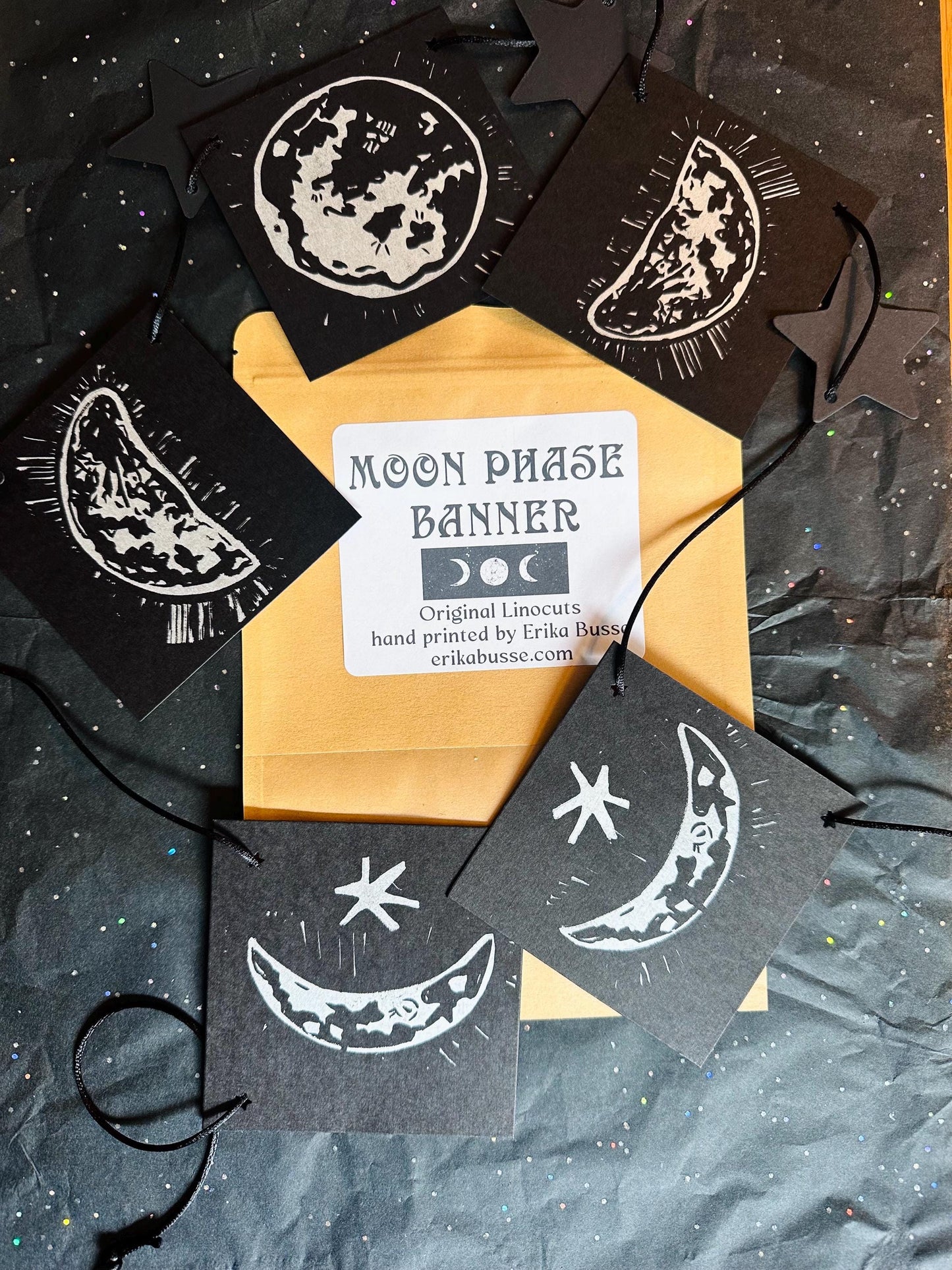 Linocut Moon Banner