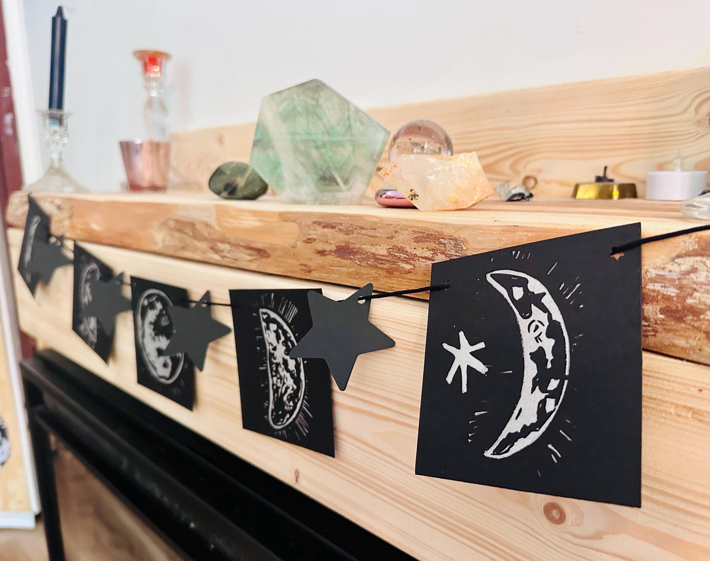 Linocut Moon Banner