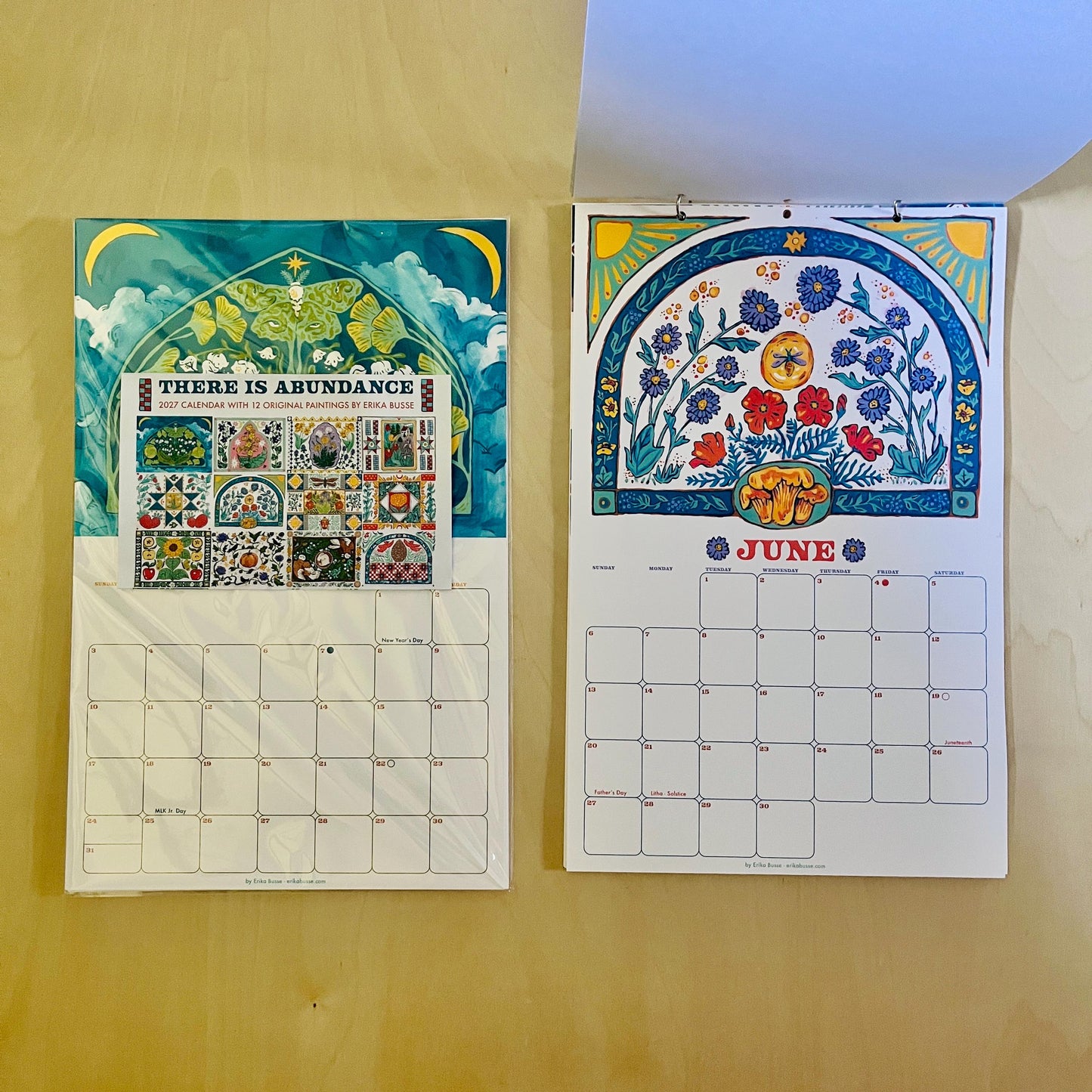 2027 Garden Folk Wall Calendar - Handmade with Original Paintings - Easy Flip Hangers