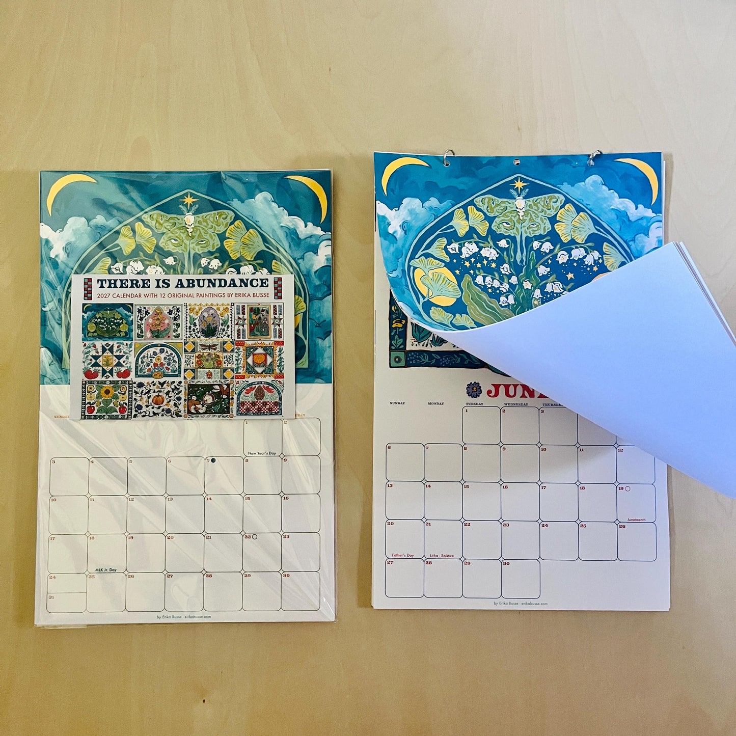 2027 Garden Folk Wall Calendar - Handmade with Original Paintings - Easy Flip Hangers