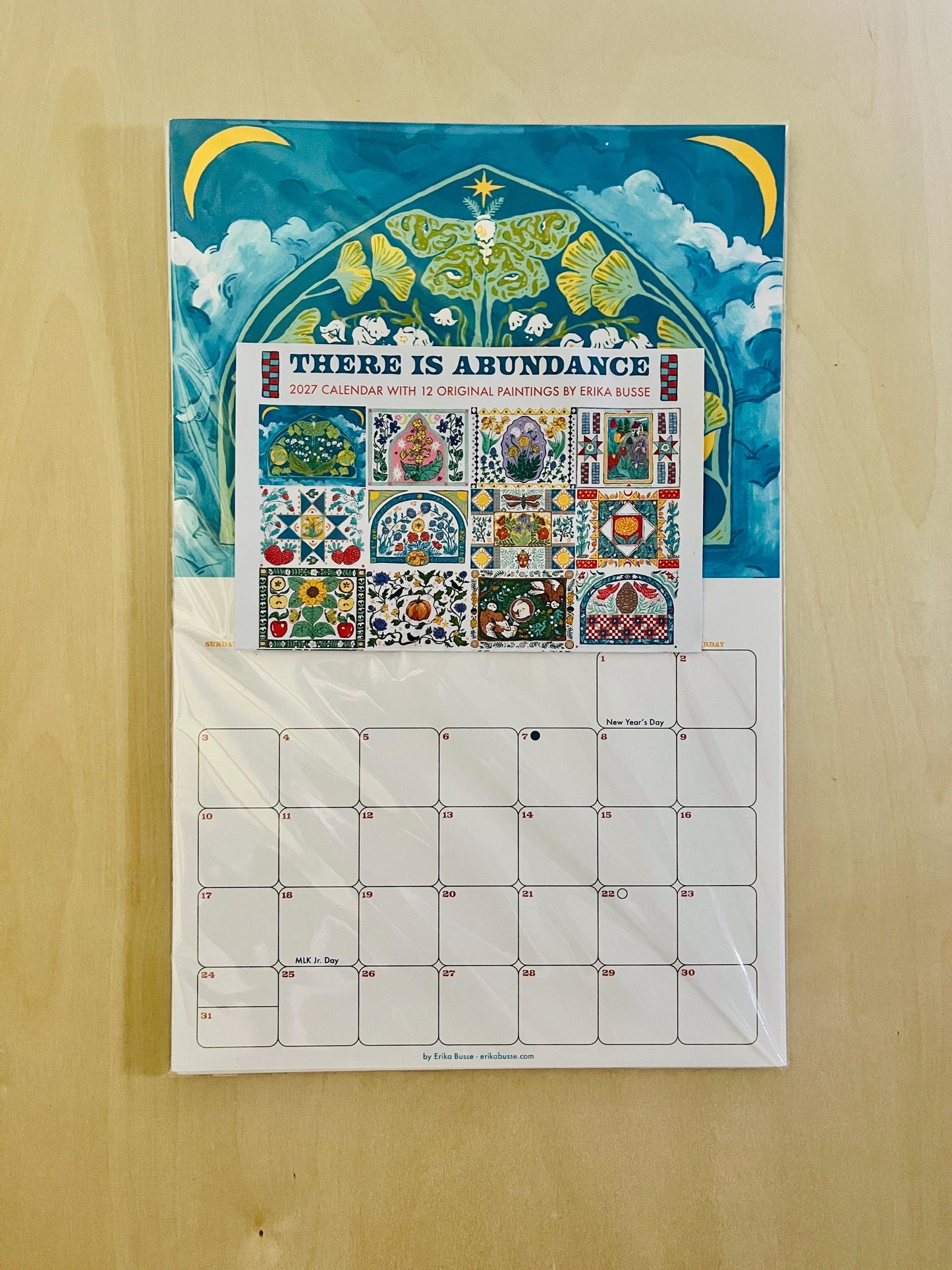 2027 Garden Folk Wall Calendar - Handmade with Original Paintings - Easy Flip Hangers