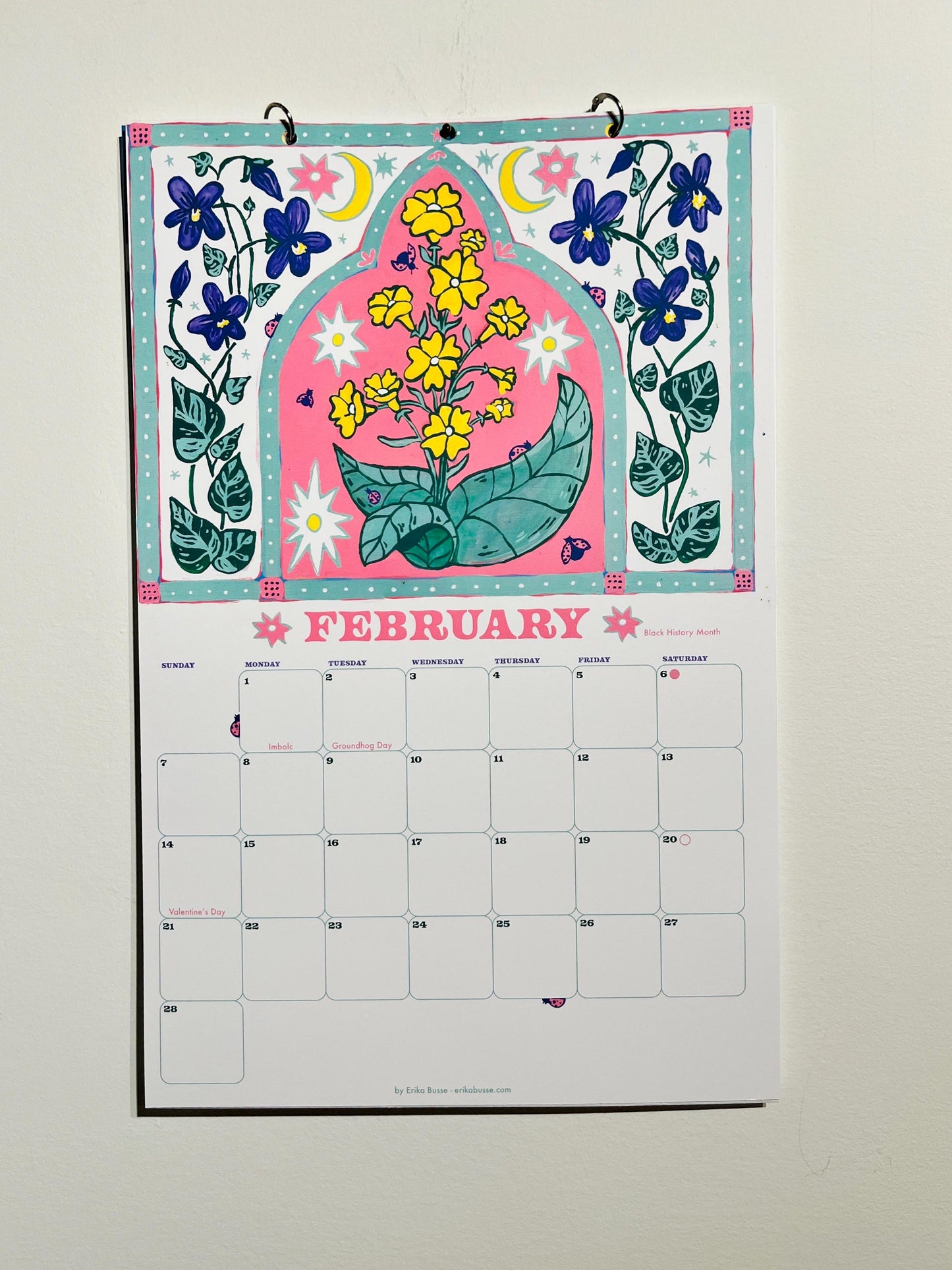 2027 Garden Folk Wall Calendar - Handmade with Original Paintings - Easy Flip Hangers