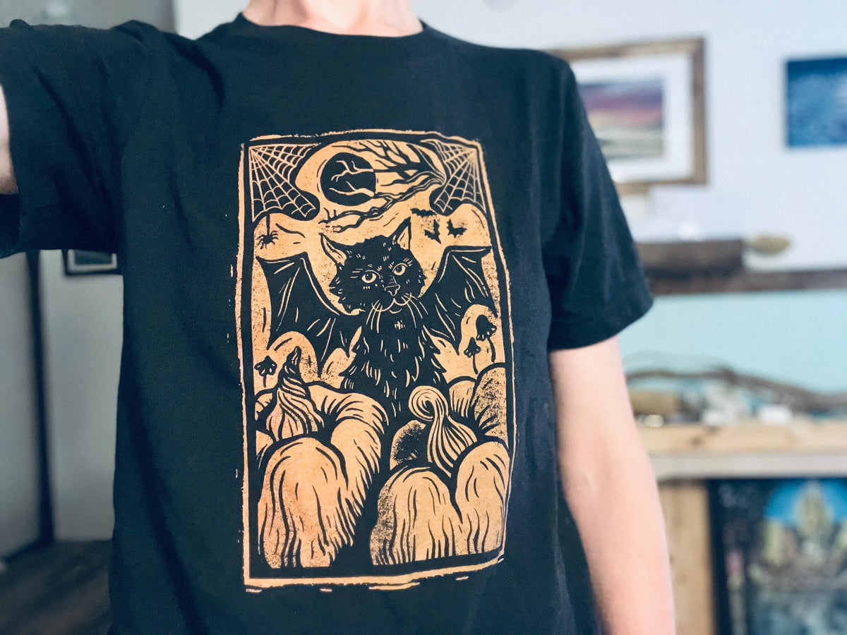 Halloween Cat Bat Shirt and Hoodie