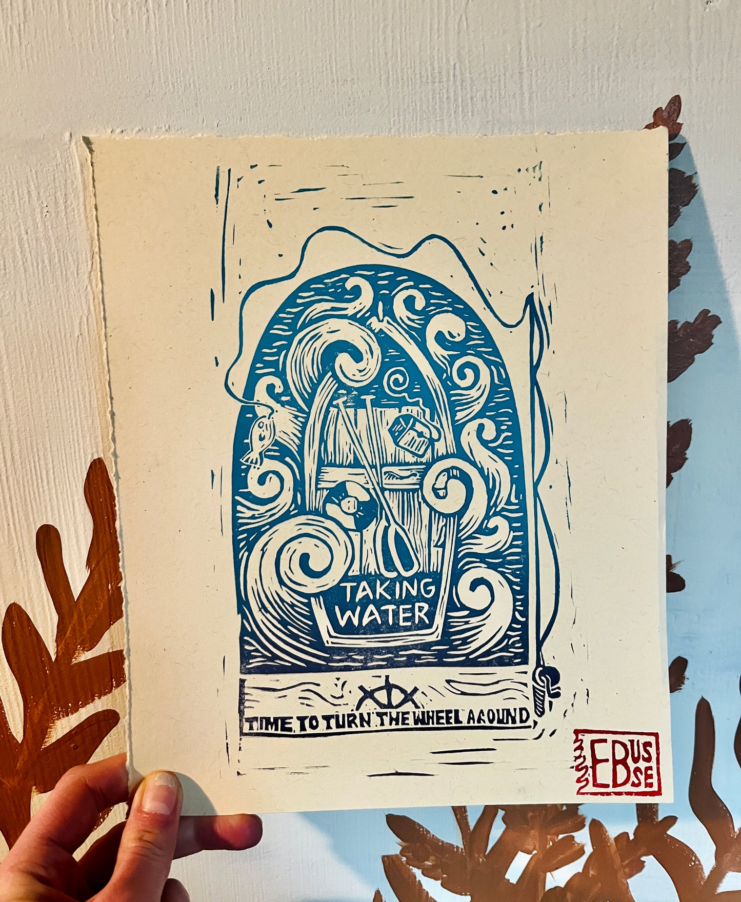 Taking Water - Linocut