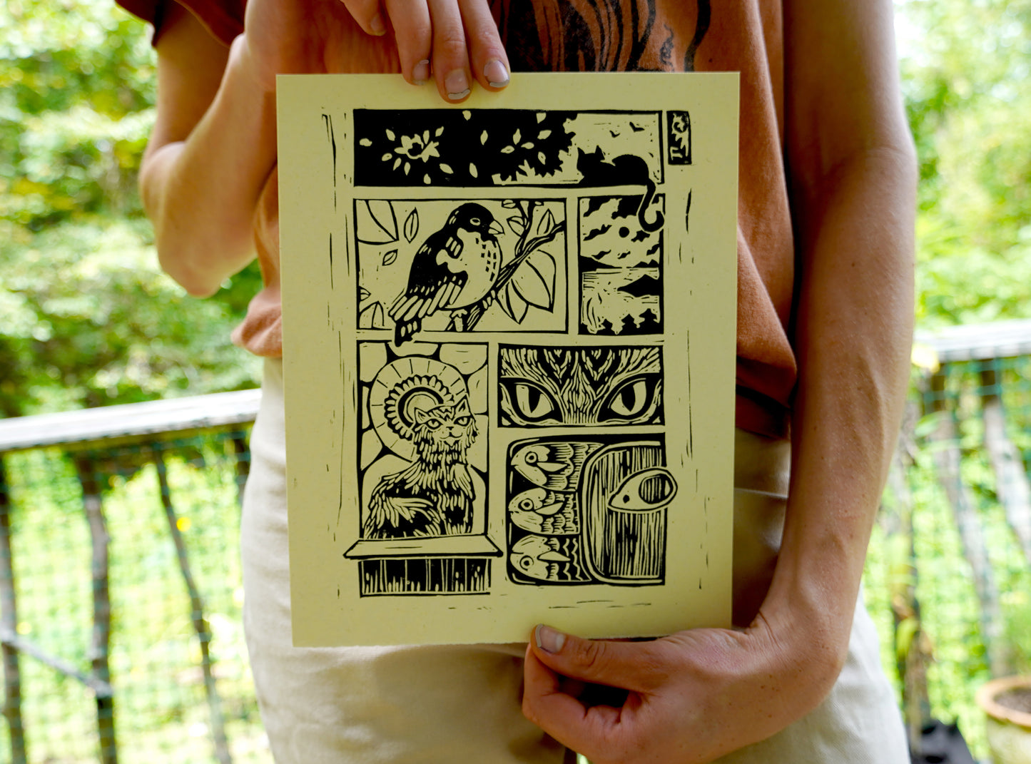 Tabby Tales Linocut